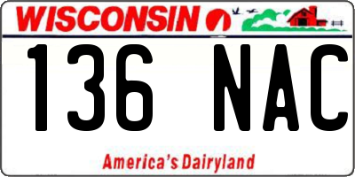 WI license plate 136NAC