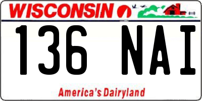 WI license plate 136NAI