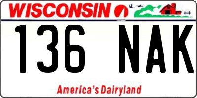 WI license plate 136NAK