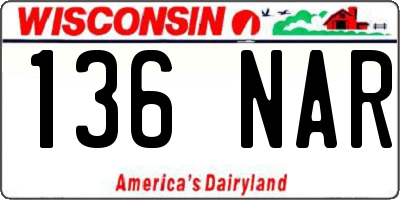 WI license plate 136NAR