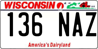 WI license plate 136NAZ