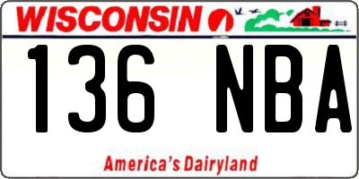 WI license plate 136NBA