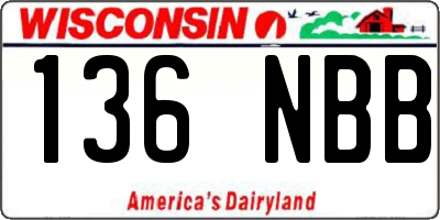 WI license plate 136NBB