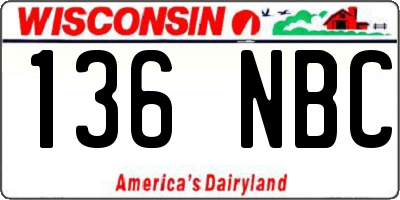 WI license plate 136NBC