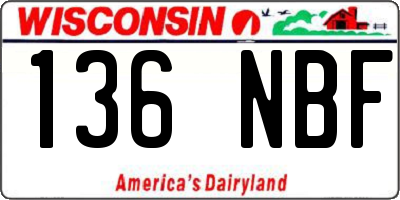 WI license plate 136NBF