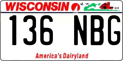 WI license plate 136NBG