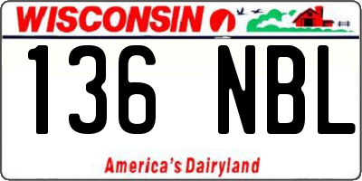 WI license plate 136NBL