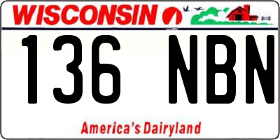 WI license plate 136NBN