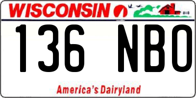 WI license plate 136NBO