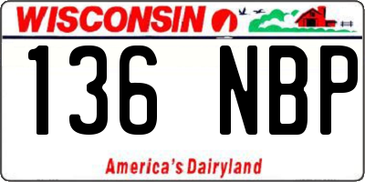 WI license plate 136NBP
