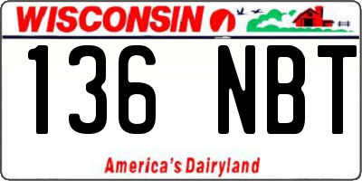 WI license plate 136NBT