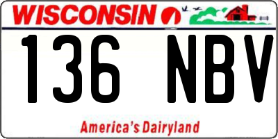 WI license plate 136NBV