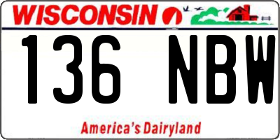 WI license plate 136NBW