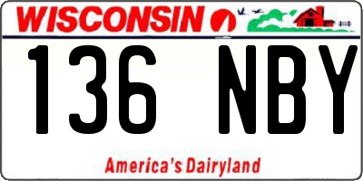 WI license plate 136NBY