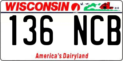 WI license plate 136NCB