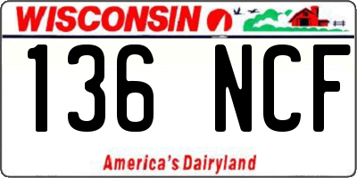 WI license plate 136NCF