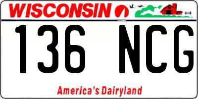 WI license plate 136NCG