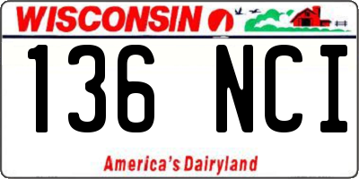 WI license plate 136NCI