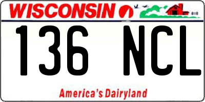WI license plate 136NCL