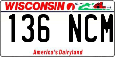 WI license plate 136NCM