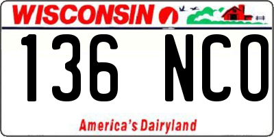 WI license plate 136NCO