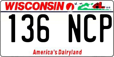 WI license plate 136NCP