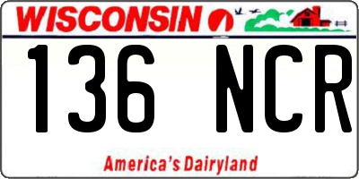WI license plate 136NCR