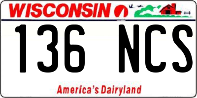 WI license plate 136NCS