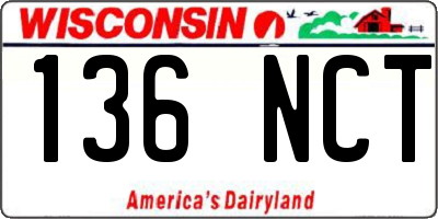 WI license plate 136NCT