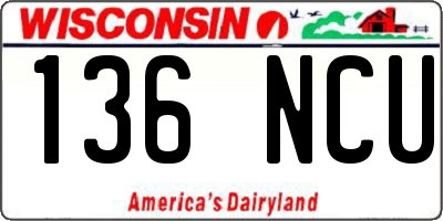 WI license plate 136NCU