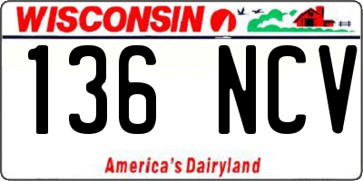 WI license plate 136NCV