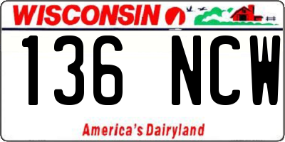 WI license plate 136NCW