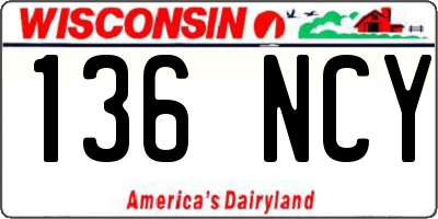 WI license plate 136NCY