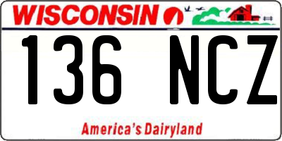 WI license plate 136NCZ