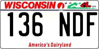 WI license plate 136NDF