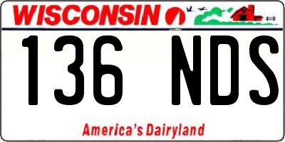WI license plate 136NDS