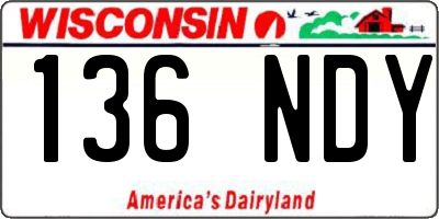 WI license plate 136NDY