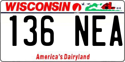 WI license plate 136NEA
