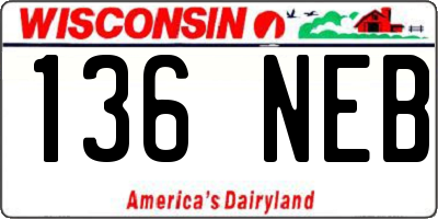 WI license plate 136NEB