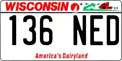 WI license plate 136NED