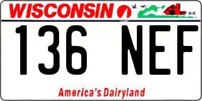 WI license plate 136NEF