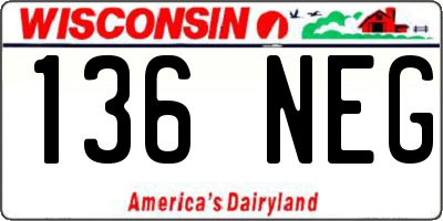WI license plate 136NEG