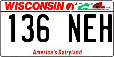 WI license plate 136NEH