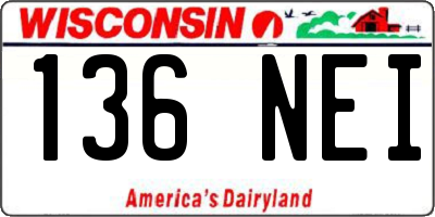 WI license plate 136NEI