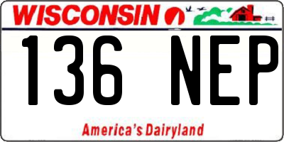WI license plate 136NEP
