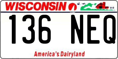 WI license plate 136NEQ