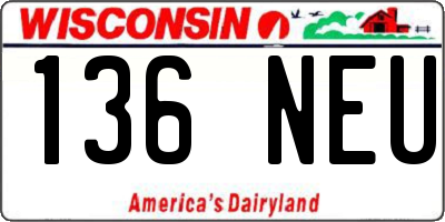 WI license plate 136NEU