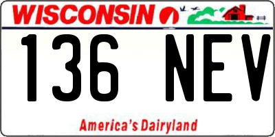 WI license plate 136NEV