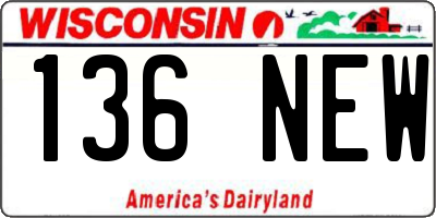 WI license plate 136NEW