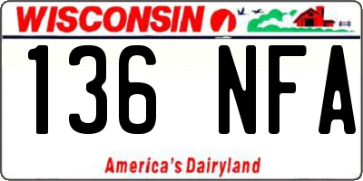 WI license plate 136NFA